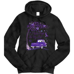 I Wear Purple For My Dad Alzheimers Awareness Truck Tie Dye Hoodie