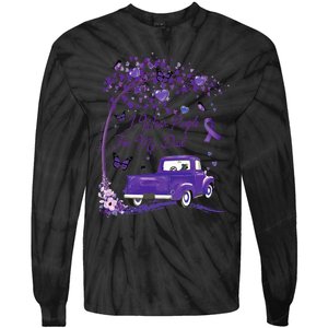 I Wear Purple For My Dad Alzheimers Awareness Truck Tie-Dye Long Sleeve Shirt