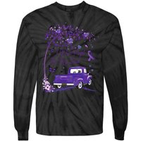 I Wear Purple For My Dad Alzheimers Awareness Truck Tie-Dye Long Sleeve Shirt