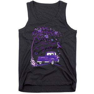 I Wear Purple For My Dad Alzheimers Awareness Truck Tank Top