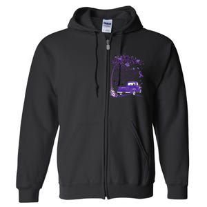 I Wear Purple For My Dad Alzheimers Awareness Truck Full Zip Hoodie