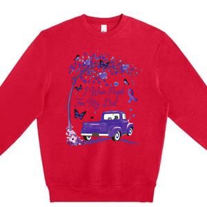 I Wear Purple For My Dad Alzheimers Awareness Truck Premium Crewneck Sweatshirt