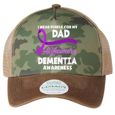 I Wear Purple For My Dad Alzheimers Dementia Awareness Legacy Tie Dye Trucker Hat