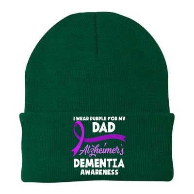 I Wear Purple For My Dad Alzheimers Dementia Awareness Knit Cap Winter Beanie