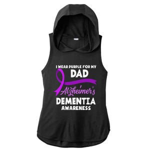 I Wear Purple For My Dad Alzheimers Dementia Awareness Ladies PosiCharge Tri-Blend Wicking Draft Hoodie Tank