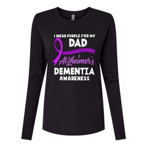 I Wear Purple For My Dad Alzheimers Dementia Awareness Womens Cotton Relaxed Long Sleeve T-Shirt