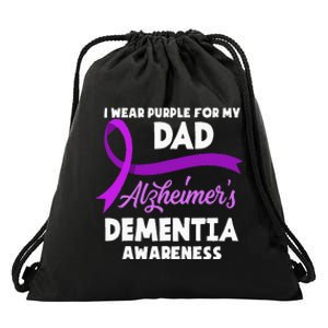 I Wear Purple For My Dad Alzheimers Dementia Awareness Drawstring Bag