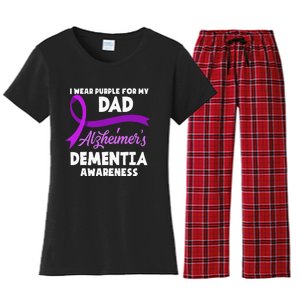 I Wear Purple For My Dad Alzheimers Dementia Awareness Women's Flannel Pajama Set