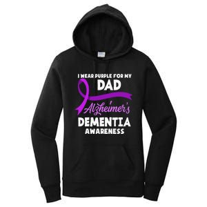 I Wear Purple For My Dad Alzheimers Dementia Awareness Women's Pullover Hoodie