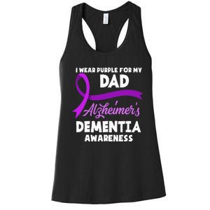 I Wear Purple For My Dad Alzheimers Dementia Awareness Women's Racerback Tank