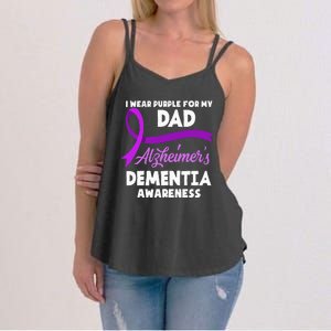 I Wear Purple For My Dad Alzheimers Dementia Awareness Women's Strappy Tank