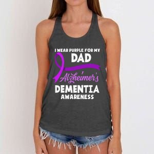 I Wear Purple For My Dad Alzheimers Dementia Awareness Women's Knotted Racerback Tank