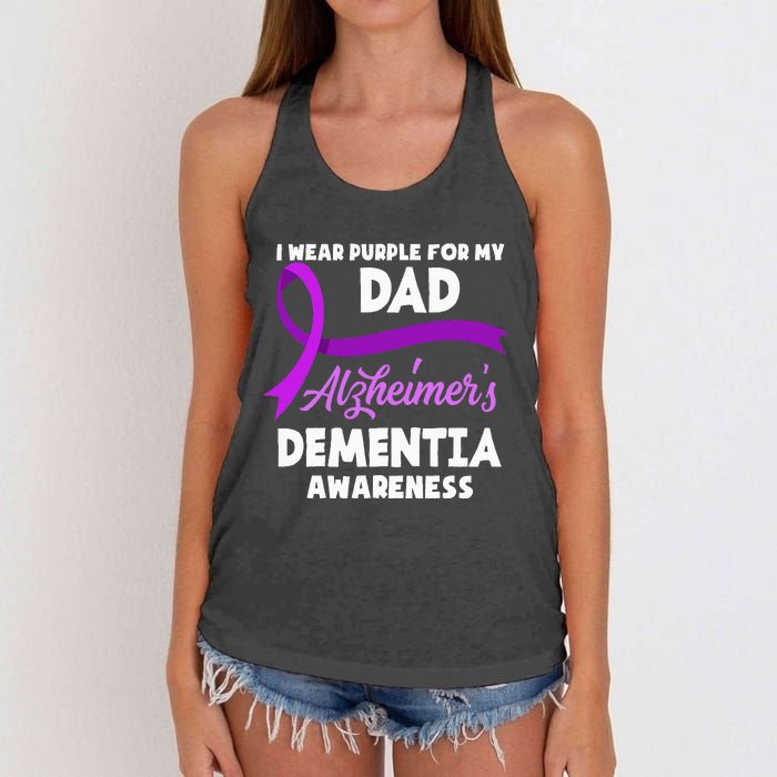 I Wear Purple For My Dad Alzheimers Dementia Awareness Women's Knotted Racerback Tank