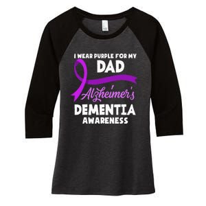 I Wear Purple For My Dad Alzheimers Dementia Awareness Women's Tri-Blend 3/4-Sleeve Raglan Shirt