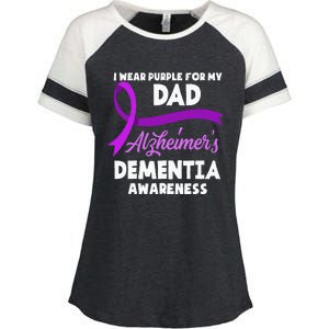 I Wear Purple For My Dad Alzheimers Dementia Awareness Enza Ladies Jersey Colorblock Tee