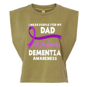 I Wear Purple For My Dad Alzheimers Dementia Awareness Garment-Dyed Women's Muscle Tee