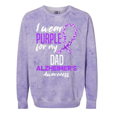 I Wear Purple For My Dad Dementia Alzheimers Awareness Colorblast Crewneck Sweatshirt