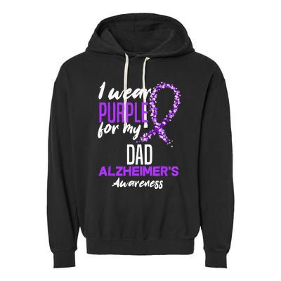 I Wear Purple For My Dad Dementia Alzheimers Awareness Garment-Dyed Fleece Hoodie