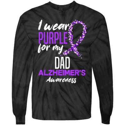 I Wear Purple For My Dad Dementia Alzheimers Awareness Tie-Dye Long Sleeve Shirt