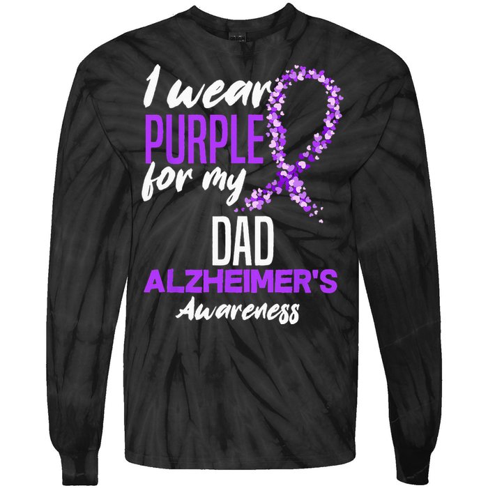 I Wear Purple For My Dad Dementia Alzheimers Awareness Tie-Dye Long Sleeve Shirt