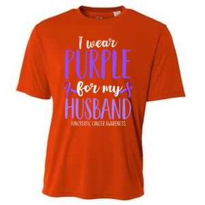 I Wear Purple For My Husband Pancreatic Cancer Awareness Meaningful Gift Cooling Performance Crew T-Shirt