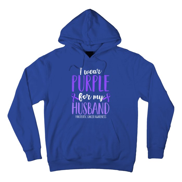 I Wear Purple For My Husband Pancreatic Cancer Awareness Meaningful Gift Hoodie