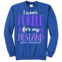 I Wear Purple For My Husband Pancreatic Cancer Awareness Meaningful Gift Sweatshirt