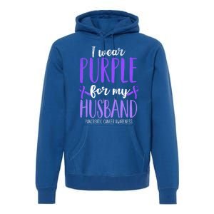 I Wear Purple For My Husband Pancreatic Cancer Awareness Meaningful Gift Premium Hoodie