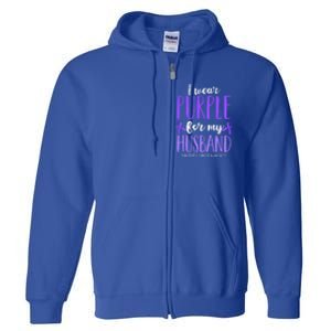 I Wear Purple For My Husband Pancreatic Cancer Awareness Meaningful Gift Full Zip Hoodie