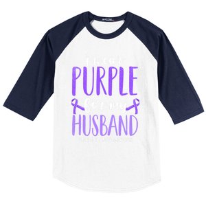 I Wear Purple For My Husband Pancreatic Cancer Awareness Meaningful Gift Baseball Sleeve Shirt