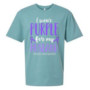 I Wear Purple For My Husband Pancreatic Cancer Awareness Meaningful Gift Sueded Cloud Jersey T-Shirt