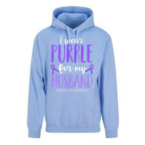 I Wear Purple For My Husband Pancreatic Cancer Awareness Meaningful Gift Unisex Surf Hoodie