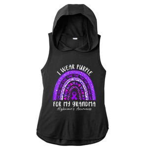 I Wear Purple For My Grandma Alzheimers Awareness Rainbow Ladies PosiCharge Tri-Blend Wicking Draft Hoodie Tank