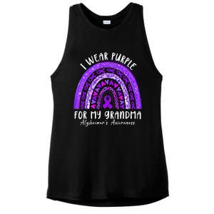 I Wear Purple For My Grandma Alzheimers Awareness Rainbow Ladies PosiCharge Tri-Blend Wicking Tank