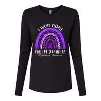 I Wear Purple For My Grandma Alzheimers Awareness Rainbow Womens Cotton Relaxed Long Sleeve T-Shirt