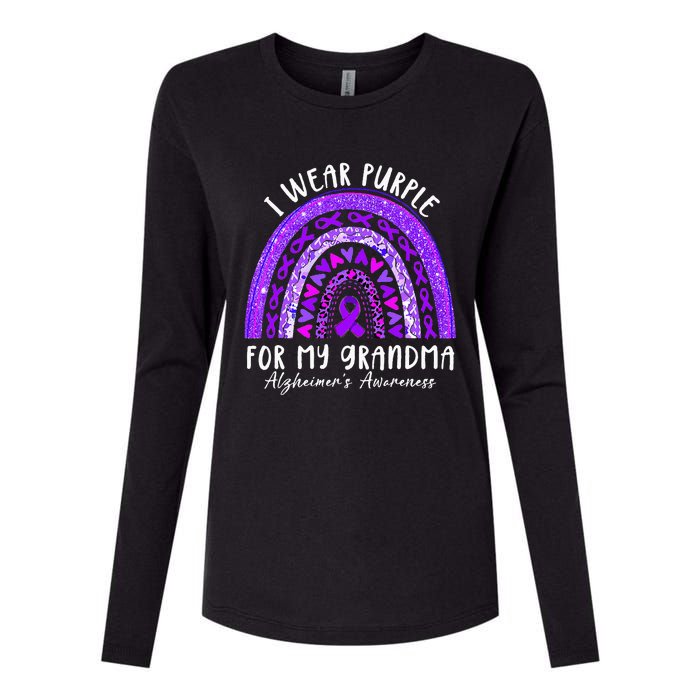 I Wear Purple For My Grandma Alzheimers Awareness Rainbow Womens Cotton Relaxed Long Sleeve T-Shirt