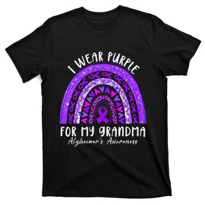 I Wear Purple For My Grandma Alzheimers Awareness Rainbow T-Shirt