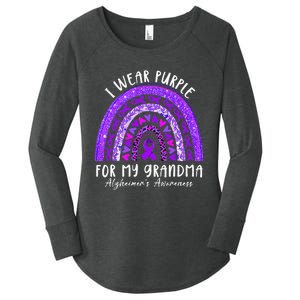 I Wear Purple For My Grandma Alzheimers Awareness Rainbow Women's Perfect Tri Tunic Long Sleeve Shirt