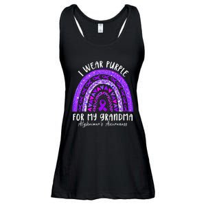 I Wear Purple For My Grandma Alzheimers Awareness Rainbow Ladies Essential Flowy Tank