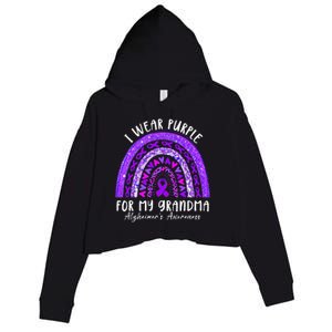 I Wear Purple For My Grandma Alzheimers Awareness Rainbow Crop Fleece Hoodie