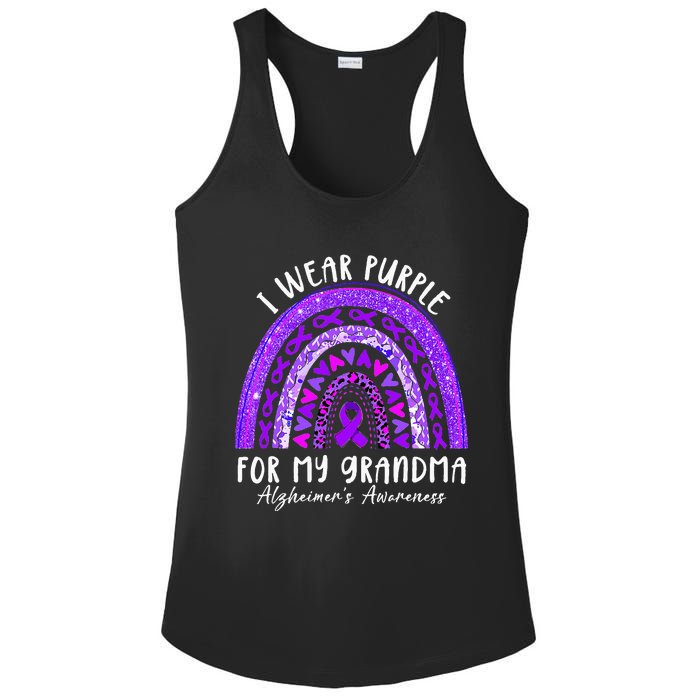 I Wear Purple For My Grandma Alzheimers Awareness Rainbow Ladies PosiCharge Competitor Racerback Tank