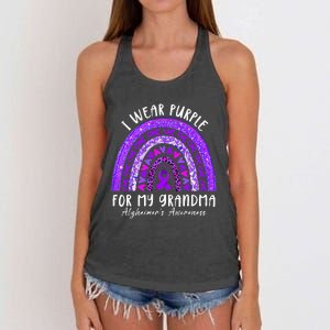 I Wear Purple For My Grandma Alzheimers Awareness Rainbow Women's Knotted Racerback Tank