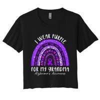 I Wear Purple For My Grandma Alzheimers Awareness Rainbow Women's Crop Top Tee