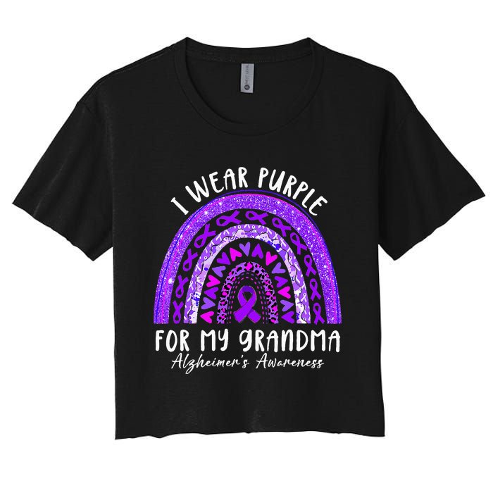 I Wear Purple For My Grandma Alzheimers Awareness Rainbow Women's Crop Top Tee