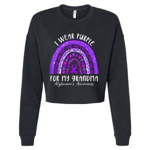 I Wear Purple For My Grandma Alzheimers Awareness Rainbow Cropped Pullover Crew