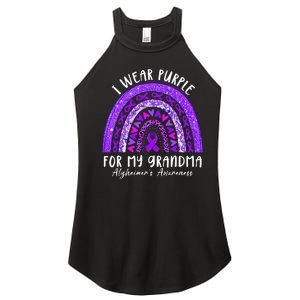 I Wear Purple For My Grandma Alzheimers Awareness Rainbow Women's Perfect Tri Rocker Tank