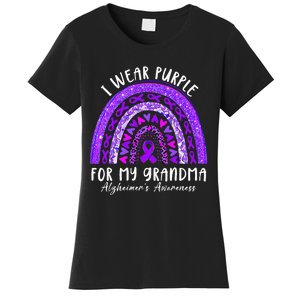 I Wear Purple For My Grandma Alzheimers Awareness Rainbow Women's T-Shirt