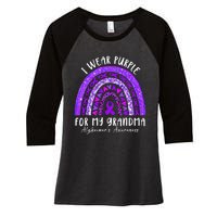 I Wear Purple For My Grandma Alzheimers Awareness Rainbow Women's Tri-Blend 3/4-Sleeve Raglan Shirt