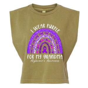 I Wear Purple For My Grandma Alzheimers Awareness Rainbow Garment-Dyed Women's Muscle Tee