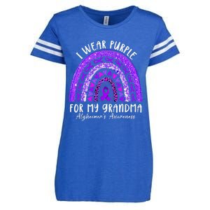 I Wear Purple For My Grandma Alzheimers Awareness Rainbow Enza Ladies Jersey Football T-Shirt